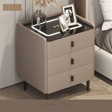 무선충전 블루투스 서랍장 USB 사이드테이블, 완제품 다리직접설치필요, 카키 3단 서랍