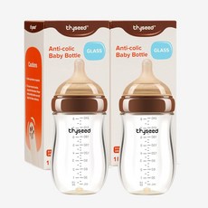 를 위한 티씨드 항콜릭 유리 젖병 빠른 유사 유속 유두(3m+) 8온스 2팩, 3+ Months (8 Ounce) 2 Pack