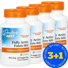 3+1 닥터스베스트 완전 활성 엽산 800 800mcg 베지 캡슐 60정 글루텐 프리 글루코사민염 함유 / 해외직구 미국정품, 4개