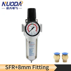 SFR-200 1/4 3/8 공기 압축기 수분 물 오일 윤활제 트랩 구리 필터 조절기, 02 SFR w PC 8mm, 02 -300 (Copper core), 1개