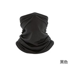 夏季冰絲圍脖戶外全臉摩托車釣魚騎行防曬面罩透氣脖套魔術頭巾男, 黑色, 1個