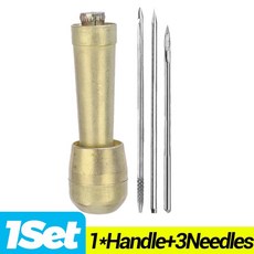 바늘 송곳 키트 가죽 텐트 도구 수리 캔버스 손잡이 재봉 구리 가능한 DIY 교체 공예 신발, 1Set(4pcs), 1개