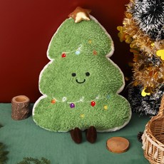 크리스마스 봉제 인형 쿠션 진저브레드맨 소나무 화환 장식 귀여운 산타 눈사람 트리 인형쿠션 조명포함, 대형 크리스마스 트리 45cm