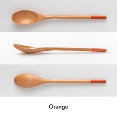 奈島選物 天然木材Note木質餐具湯匙 木製湯匙 木匙 湯勺 咖哩勺 廚房餐具, 1個, 橙色, 橙色