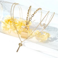 NOID-B 鋼製鎖頭造型三層項鍊