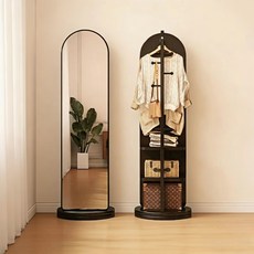 YAPOGI 회전식 전신거울행거 360도 회전 스탠드거울 가능 다용도 거울행거 행거 전신거울, 블랙