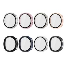갤럭시워치8 호환 풀커버 케이스 PC하드 강화유리 투명 필름 40MM/44MM, 화이트