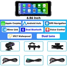 JMCQ 86 오토바이 DVR GPS 네비게이션 무선 Carplay 안드로이드 자동 대시 캠 IP67 방수 듀얼 블루투스 모토 모니터, 86 DVR