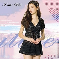 小薇的店 梅林品牌 黑色素雅V型美胸時尚流行泳裝 比基尼長版罩衫 特價790元, F