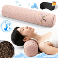 Folvia 인체공학 시원한 메밀 경추베개 높이조절 편안한 목지지 숙면 수면베개, 1개, 핑크