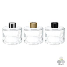 디퓨저용기 라운드 투명 유리 속캡포함 200ml 공병, 10개, 블랙캡