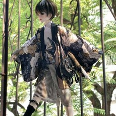 BJD娃娃和服娃衣 4分/6分 OB24娃娃日式古風換裝娃衣, 1個, 黑竹四點套裝,6分體