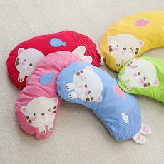 냥이 반달 메밀 유아베개 식물성 천연 소재 바이오워싱, 블루