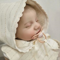 [출산선물]베베온리앙 퓨어 오가닉 스트라이프 턱받이/보넷