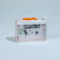 카세트플레이어 휴대용 레트로 워크맨 음질 좋은 음악감상 카세트테이프, 투명 패널 오렌지, 기본 모델명/품번