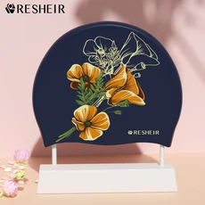 Printed Waterproof Adult Women Swimming Cap Elastic Comfortable Professional Sport Accessories, 02 gz