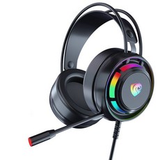 電競耳機 7.1聲道 RGB炫彩燈光 全罩式耳罩 高清晰麥克風 伸縮調節, 黑色, 3244