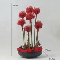 新中式紅色仿真花藝盆景, 如圖所示