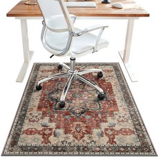 48"x60" 하드우드 타일 바닥용 사무용 의자 매트 롤링 컴퓨터용 카펫 보호대 세탁기 세척 가능한 공간 러그 미끄럼 방지 1/5" 두꺼운 로우 파일 얇은 비닐 바닥 Anna, Annatto, 36"x48"