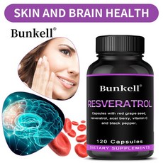 적포도씨 아사이베리 비타민C 후추 등이 함유된 레스베라트롤 캡슐로 심장건강 뇌기능 면역체계 건강에 도움을 줍니다., 1개, 60회분