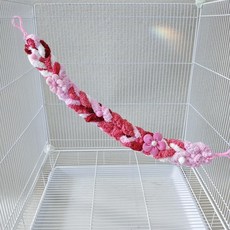 攀爬繩 蜜袋鼯攀爬繩 啃咬玩具 花枝鼠懸掛裝飾 倉鼠鞦韆 鸚鵡玩具, 1個, 草莓甜心,ins風小花攀爬繩40cm