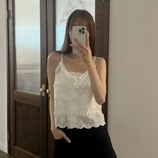 여성 러블리 펀칭 프릴 뷔스티에 블라우스 레이어드