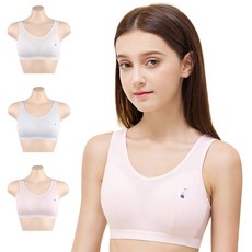 Lebni青少年第2階段網狀胸罩 3件組 一體型胸墊 女孩胸罩 胸罩