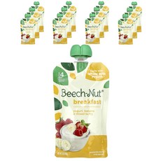 Beech-Nut 브렉퍼스트 생후 12개월 이상 요거트 바나나 & 혼합 베리 파우치 12개 각 99g(3.5oz), BeechNut브렉퍼스트생후12개월이상요거트바나나혼합베, 99g