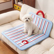 이후쿠 휴대용 강아지 방석 침대 접이식 방수 양면 쿨매트, 1개, 블루