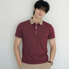 스티드 쿨링 사선 반팔 카라티
