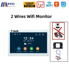 1080P Tuya 스마트 WIFI 초인종 카메라 아파트 비디오 인터콤 2 전선 7/10 인치 IPS 모니터 5-in-1 잠금 해, 01 CHINA, 04 KF02-7inch-Monitor