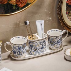플라워 북유럽 제품 세트 칫솔꽂이 칫솔통 욕실인테리어용품 양치컵, 상세페이지 참고, 4. 법화컵1개+칫솔통+로션병