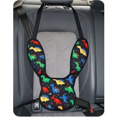 卡通造型兒童安全帶護肩，柔軟舒適保護頸部，行車安全必備, 恐龍黑, 1個