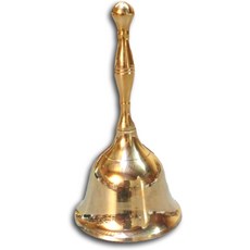 교회 만찬 학교 리셉션을 위한 광택 황동 핸드벨 5인치 높이, 1개, 1개입