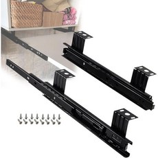 볼 베어러너 데스크 키보드 선반 컴퓨터 슬라이드 하단 1쌍 서랍 슬라이드 나사 3구간 완전 확장 레일/검정색/290mm/12인치, 검정