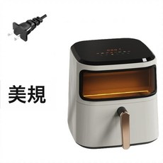 美規110V新款跨境多功能空氣炸鍋智能家用薯條機大容量觸屏外貿可視電烤箱, 如圖, 米白色智能觸屏+可視窗口【美規】