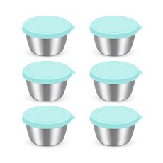 엘리펀트스테인리스 소스통 70ml 실리콘 뚜껑 밀착형 개인용 소스컵, 민트, 6개