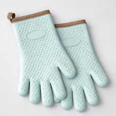 그로업스 미끄럼방지 실리콘 주방 오븐 장갑, 1세트, 민트