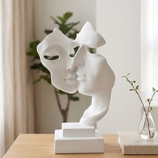비탈로 듀얼 페이스 인테리어 오브제 디자인 소품 얼굴 조각상 장식 화이트 블랙 미니멀 모던, 무광 화이트 / Matte White