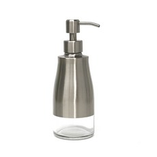 304不銹鋼按壓瓶 玻璃可透視乳液瓶 酒店沐浴露瓶, 1個, 300毫升