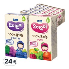 요미요미 유기농 주스 125ml 블루베리포도12+과일믹스12, 1세트