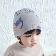 韓國ins秋冬寶寶帽子嬰幼兒兒童印花卡通純棉護耳胎帽無骨帽子