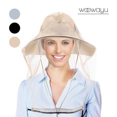 [우와유] 얼굴 모기장 모자위에쓰는 등산 벌초, 베이지, 1개