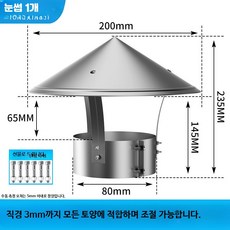 스테인리스 굴뚝 방우 캡 배기 연통 커버 방풍, 1개
