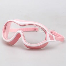 大框泳鏡防水防霧 成人高清電鍍浮潛專業護目時尚游泳鏡, 1個, 型號1500-粉白透明(盒裝)