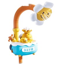 兒童向日葵花灑洗澡玩具電動小黃鴨噴水, 電動小黃鴨花灑 電池版, 1套
