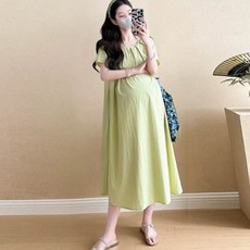 플 반팔 롱 원피스 여성스러운 착용감 puu+7527kO