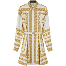 베르사체 트레저 실크 미디 셔츠 드레스
