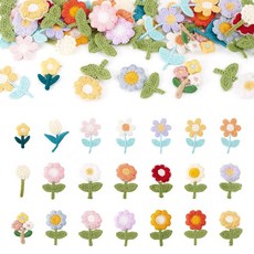 Beadthoven 42피스 꽃 자수 바느질 패치 해바라기 데이지 플라워 아플리케 컬러풀하고 귀여운 꽃 자수 배지 패치 장식 의류 드레스 청바지 가방 바느질 DIY 액세서리 3, Beadthoven 42피스 꽃 자수 바느질 패치 해바