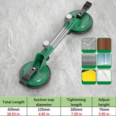 조정 가능한 흡입 컵 스톤 타일 유리 레벨링 스플 라이스 해결사 바닥 벽 건설 레벨 흡착 장비 핸드, 125mm 1 PCS
